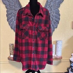 Mountain Ridge Plaid Polar Fleece Button Down Sweater